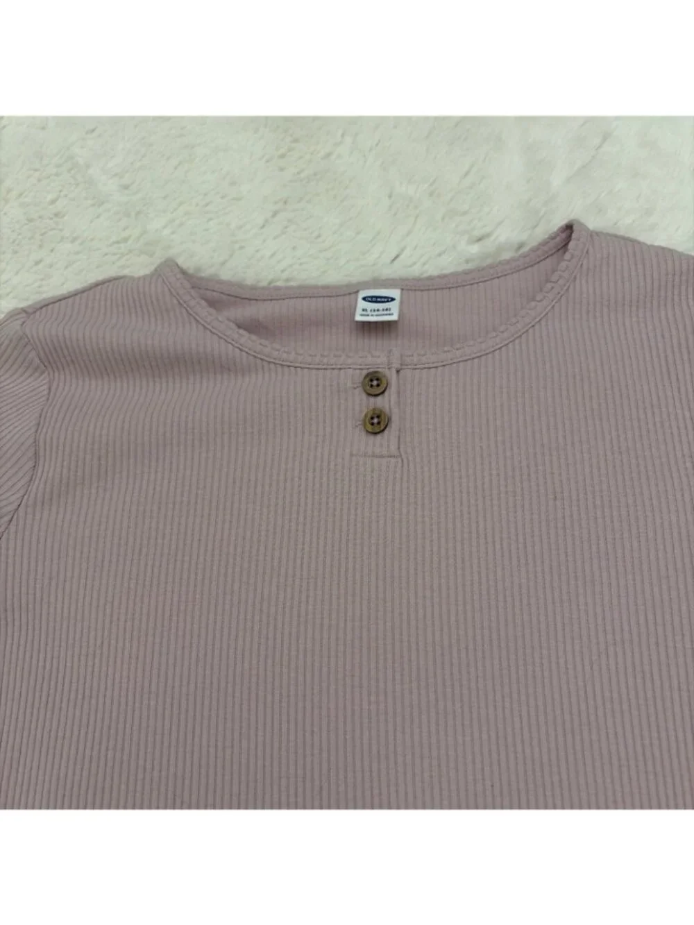 Old Navy Girls Lilac Ribbed Shirt XL 14 16 Ruffle 90s